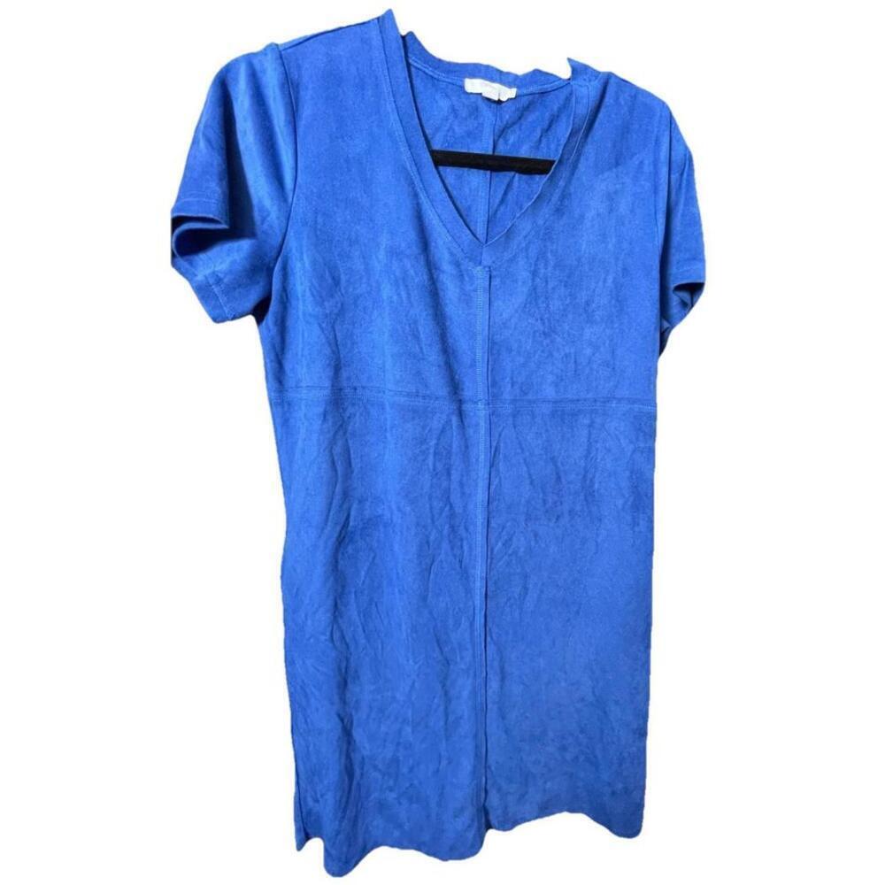 Joh Faux Suede Blue Shift Dress Women’s Size S Everyday Effortless Luxury